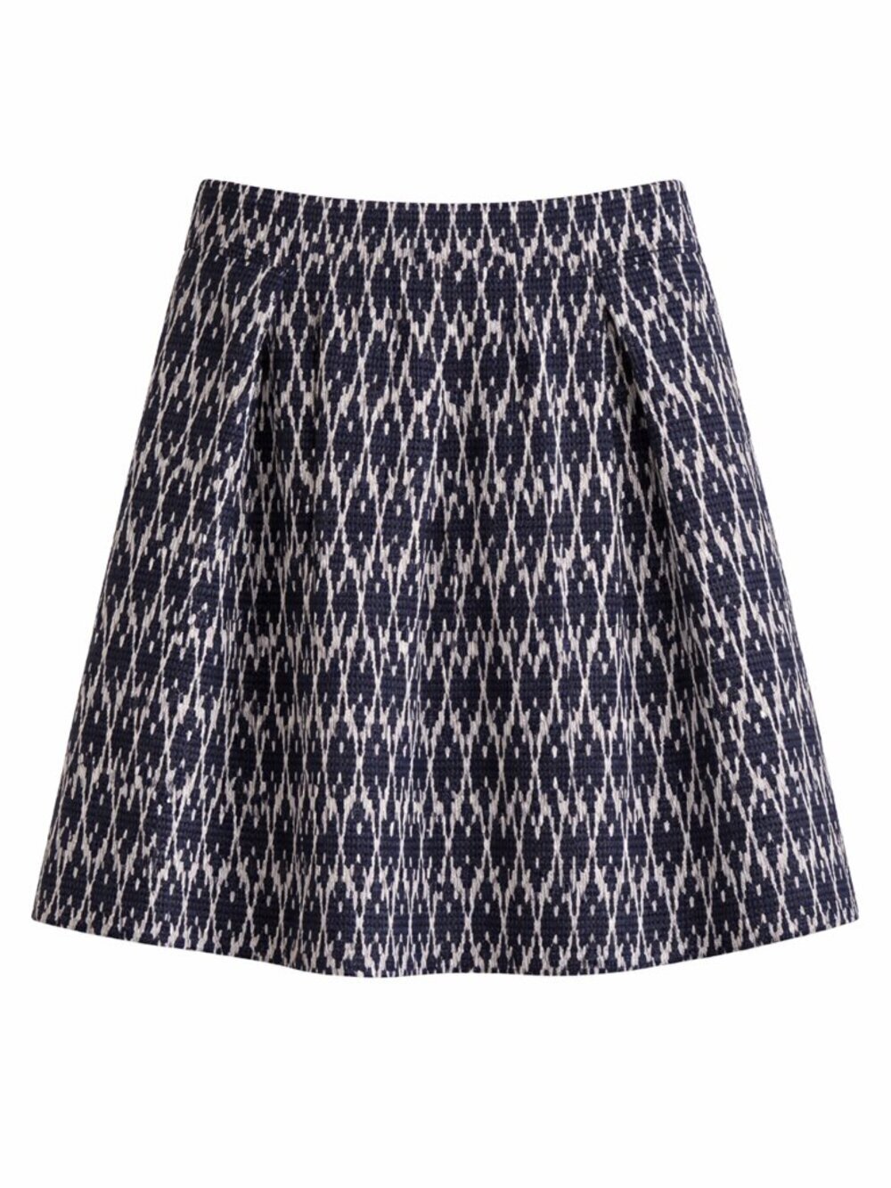 J. Crew Navy White Geometric A-Line Skirt Pleated Size 0 Mini Preppy Chic